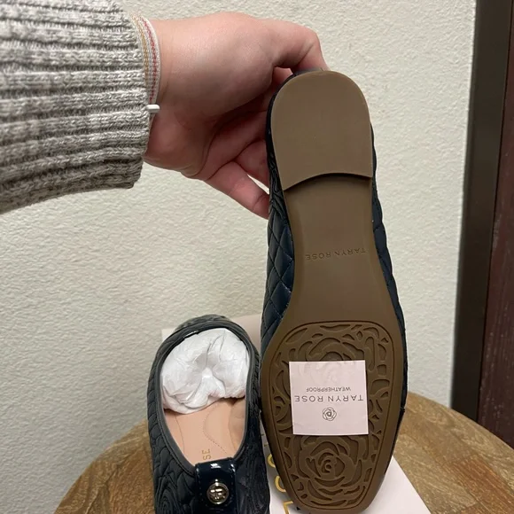 Taryn Rose Quilted Leather Ballet Flats - Reese in Midnight - Picture 6 of 9